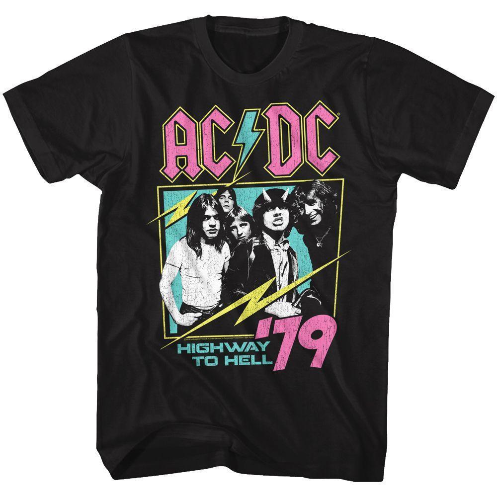 Acdc Neon 1979 Highway To Hell Album Photo Black Tshirt